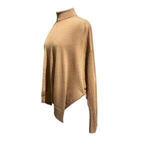 ACNE Zola Long Dolman Sleeve  Oversized Wool Turtleneck Sweater in Camel Brown